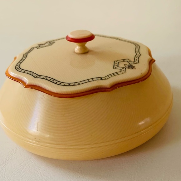 Antique Cellular Dresser Vanity Powder Bowl Jar - Picture 2 of 10